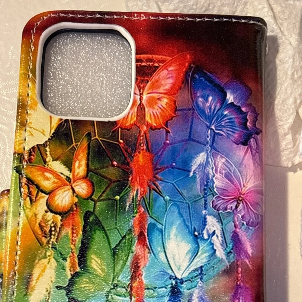 New Bcov iPhone 11 Pro Case, Bright Butterfly Multifunctional Wallet Flip